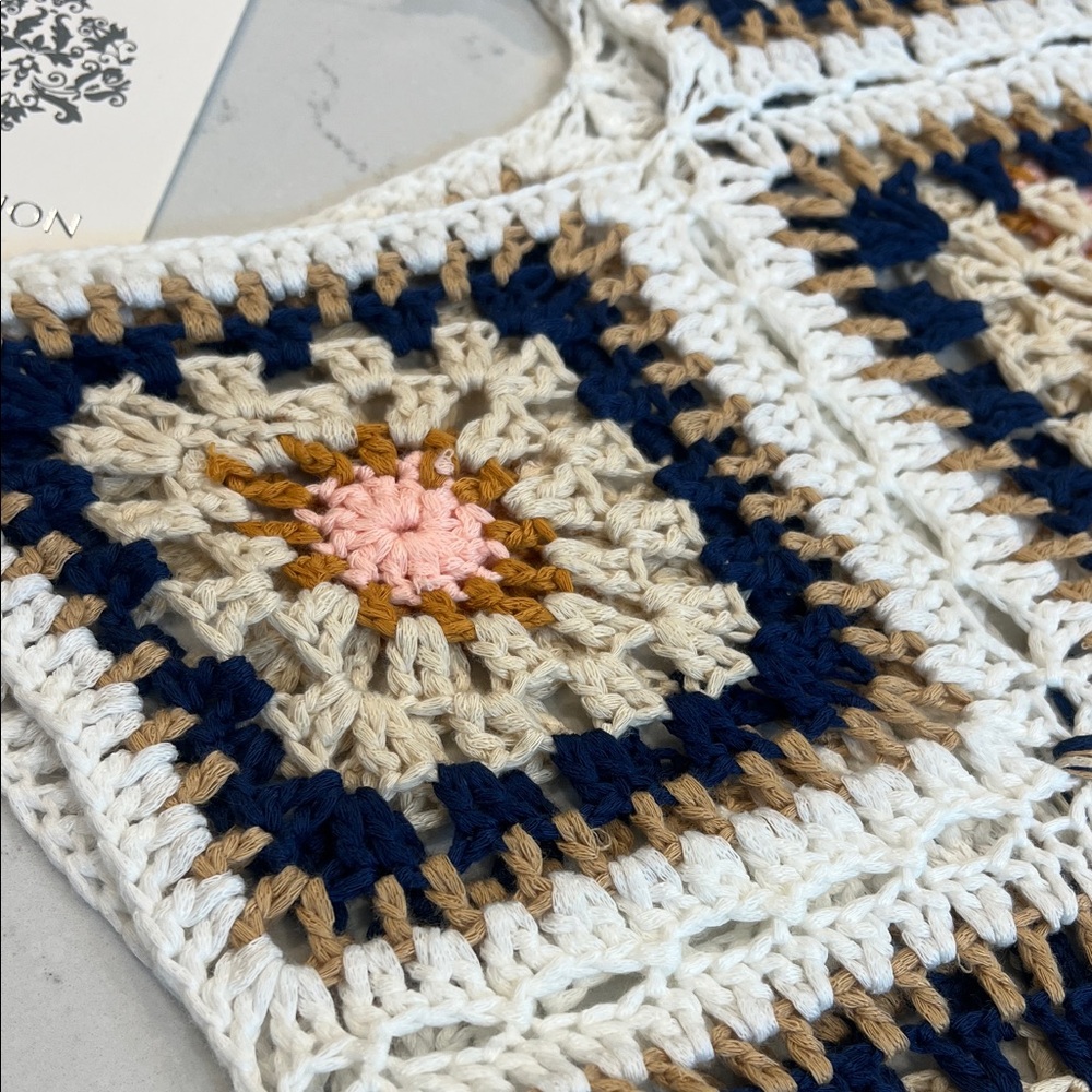 Rebellion Crochet Fringe Top - Black, White, Tan - Picture 3 of 5